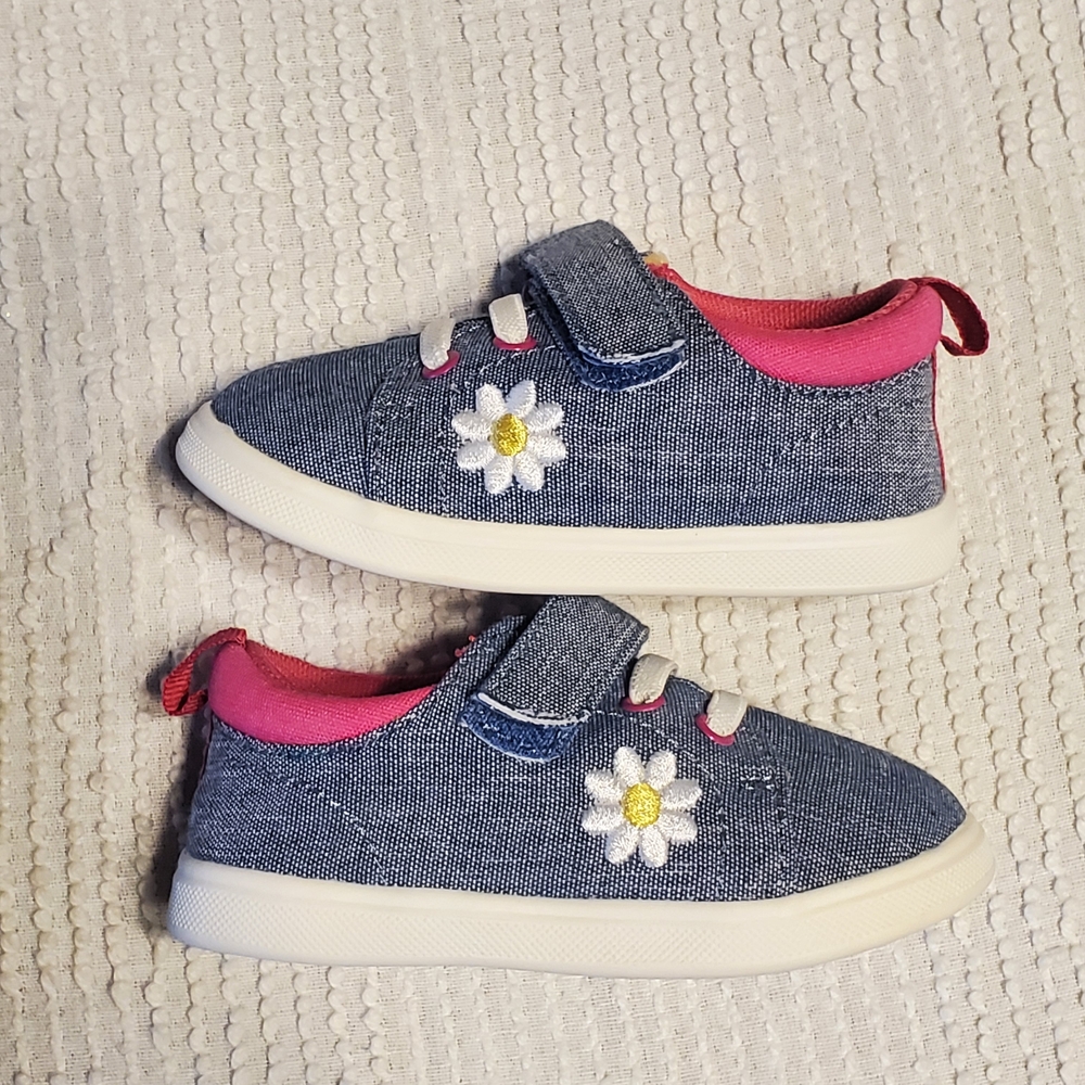 Place Denim Daisy Sneakers with Pink Accents
